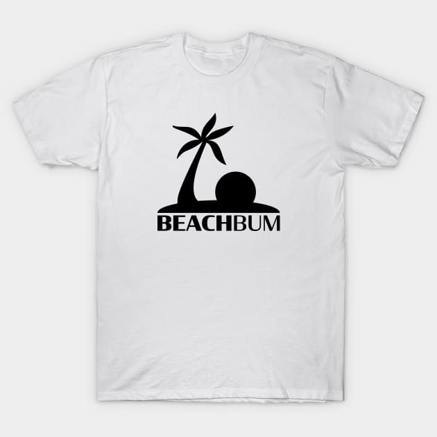 Beach Bum: Island (Stacked Black) T-Shirt by Long Legs Design